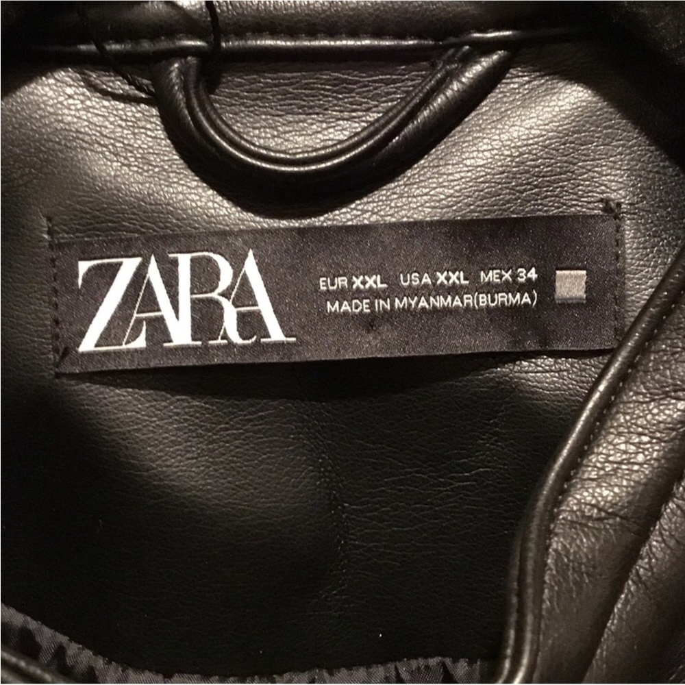 ZARA Biker Jacket Black Faux Leather Zip Size: XXL❗️READ & CHECK MEASUREMENTS❗️ - Picture 15 of 16